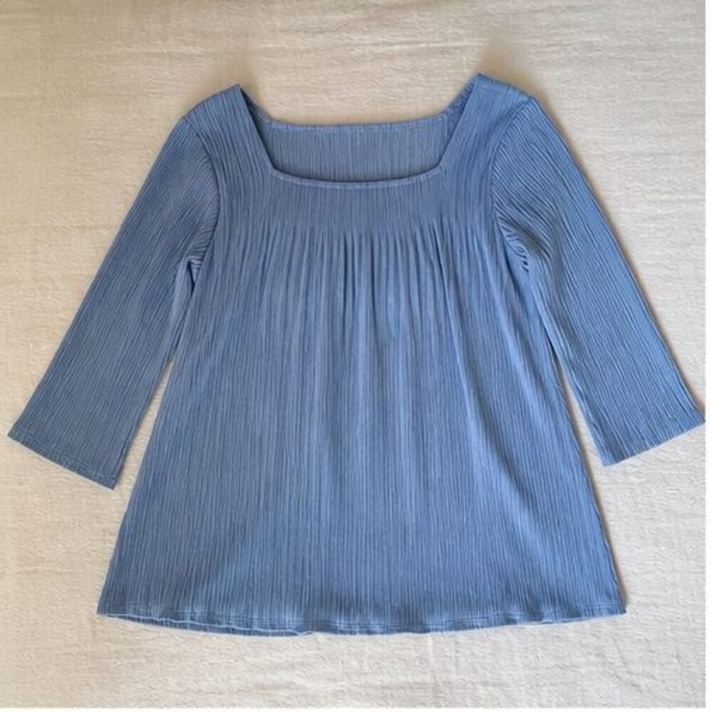 Blue Pleated Blouse